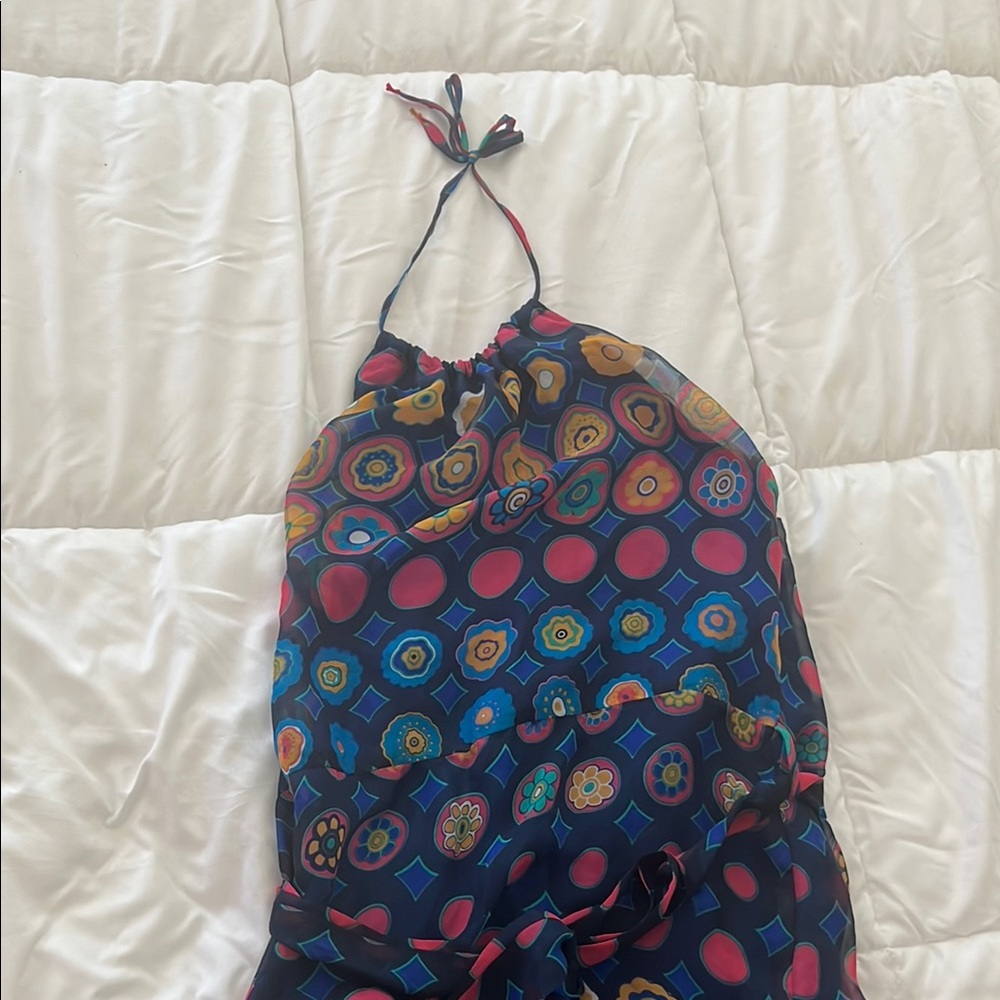 Colorful Halter Dress with Geometric Patterns